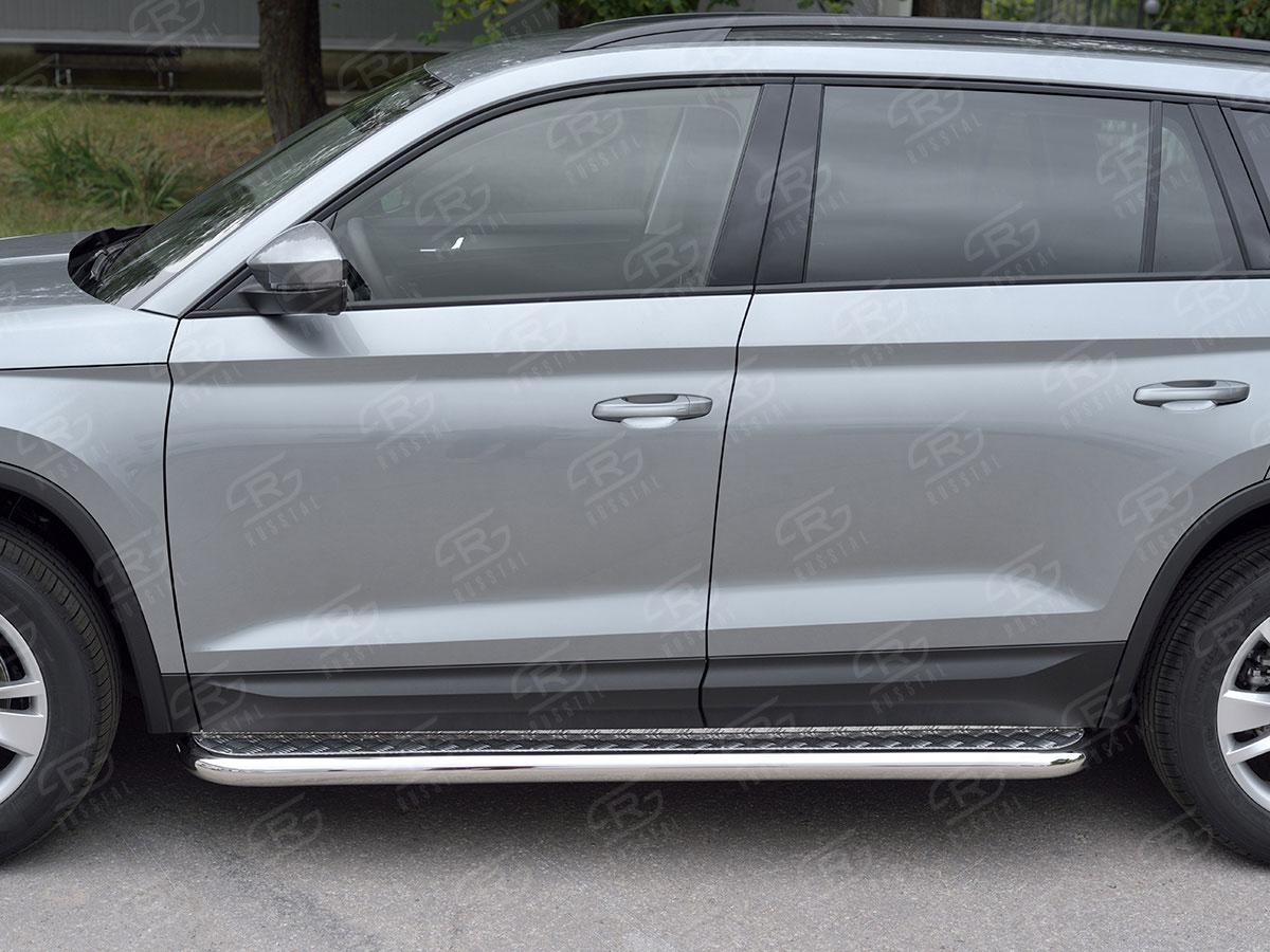 Пороги труба d57 с листом вариант 2 на Skoda Kodiaq, Slitkoff SKKL-0027742