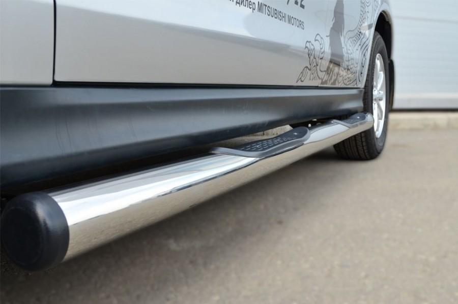 Пороги труба d76 с накладками вариант 2 для Mitsubishi ASX 2013, Slitkoff MAST-0013252