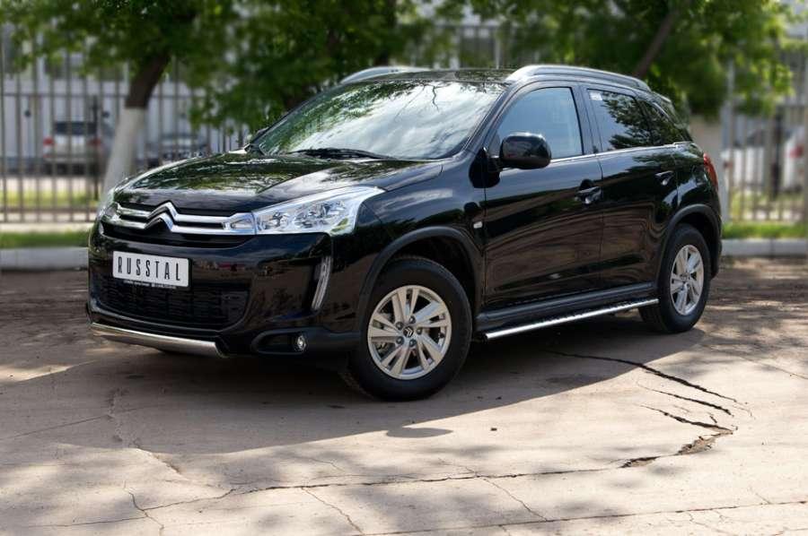 Пороги труба d75x42 овал с проступью для Citroen C4 Aircross 2012, Slitkoff P48O-000536