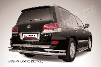 Защита заднего бампера d76+d42 двойная Lexus LX-570 (2012-2015) Black Edition, Slitkoff, арт. LLX570-12-011BE