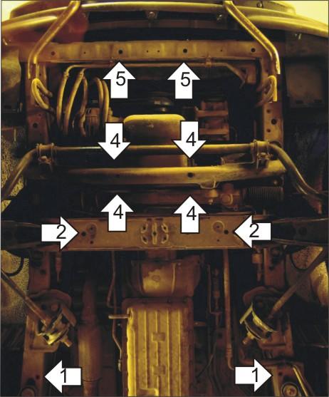 Защита стальная Мотодор (Двигатель, Коробка переключения передач), 2 мм, Сталь для Hyundai H-1 / Starex 1997-2004 арт. 00921