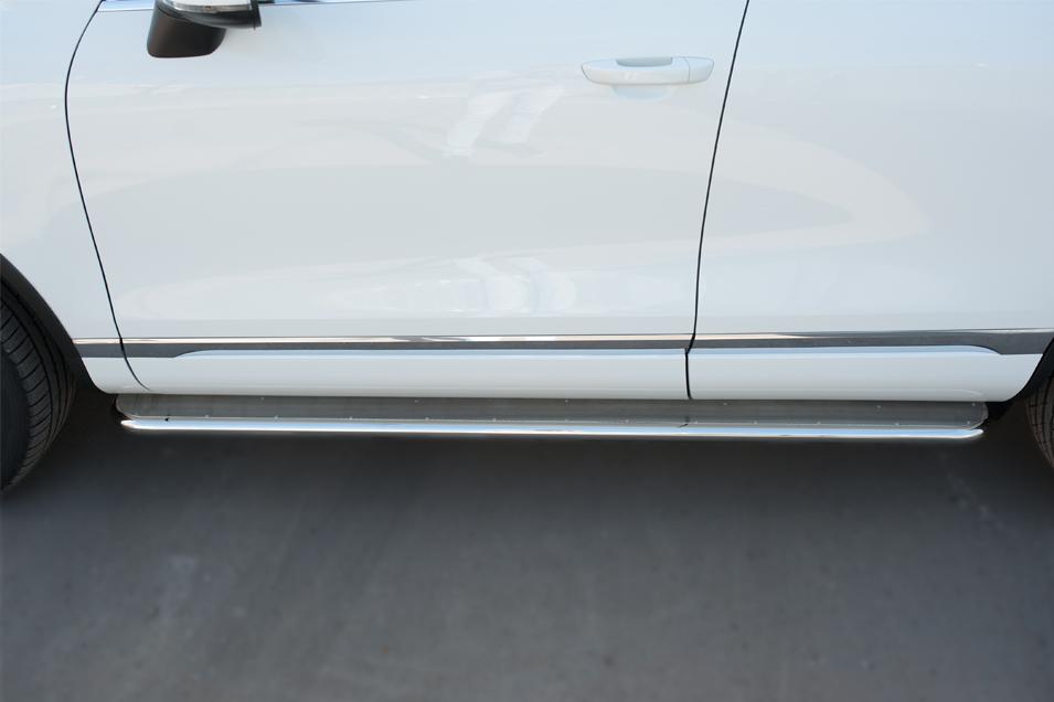 Пороги труба d42 с листом вариант 3 для Volkswagen Touareg 2014, Slitkoff VWTL-0021313