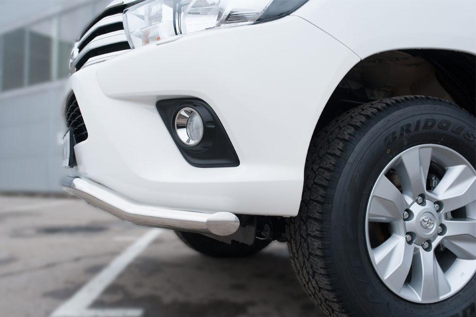 Защита переднего бампера d57 волна с декор надписью для Toyota Hilux 2015, Slitkoff THZ-002145