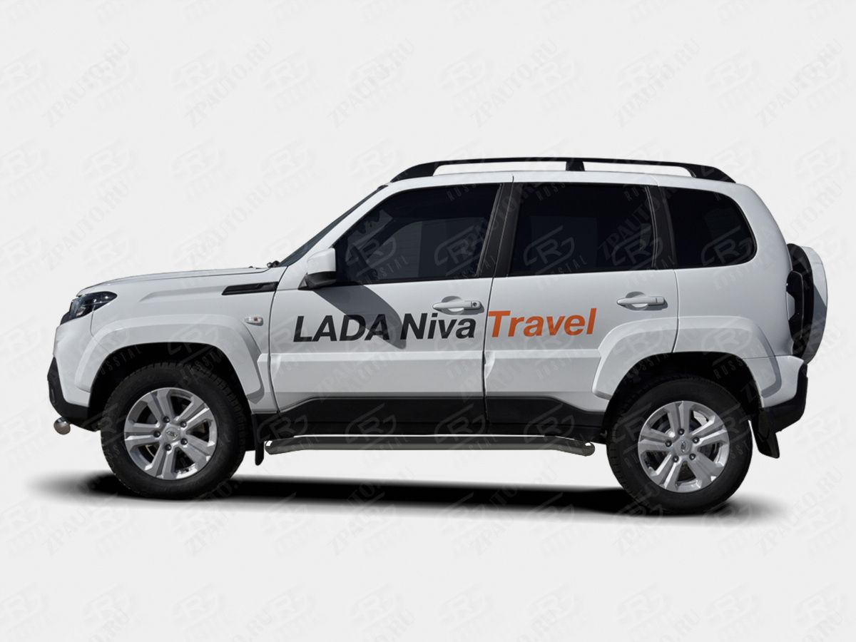 LADA NIVA TRAVEL 2021- Пороги труба d63 секции (вариант 1) black LNTT-0035631CH