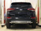 Защита заднего бампера двойная d-53+43 для автомобиля Hyundai Tucson 2015-2017г.в., Технотек, арт. HNT15_3.1