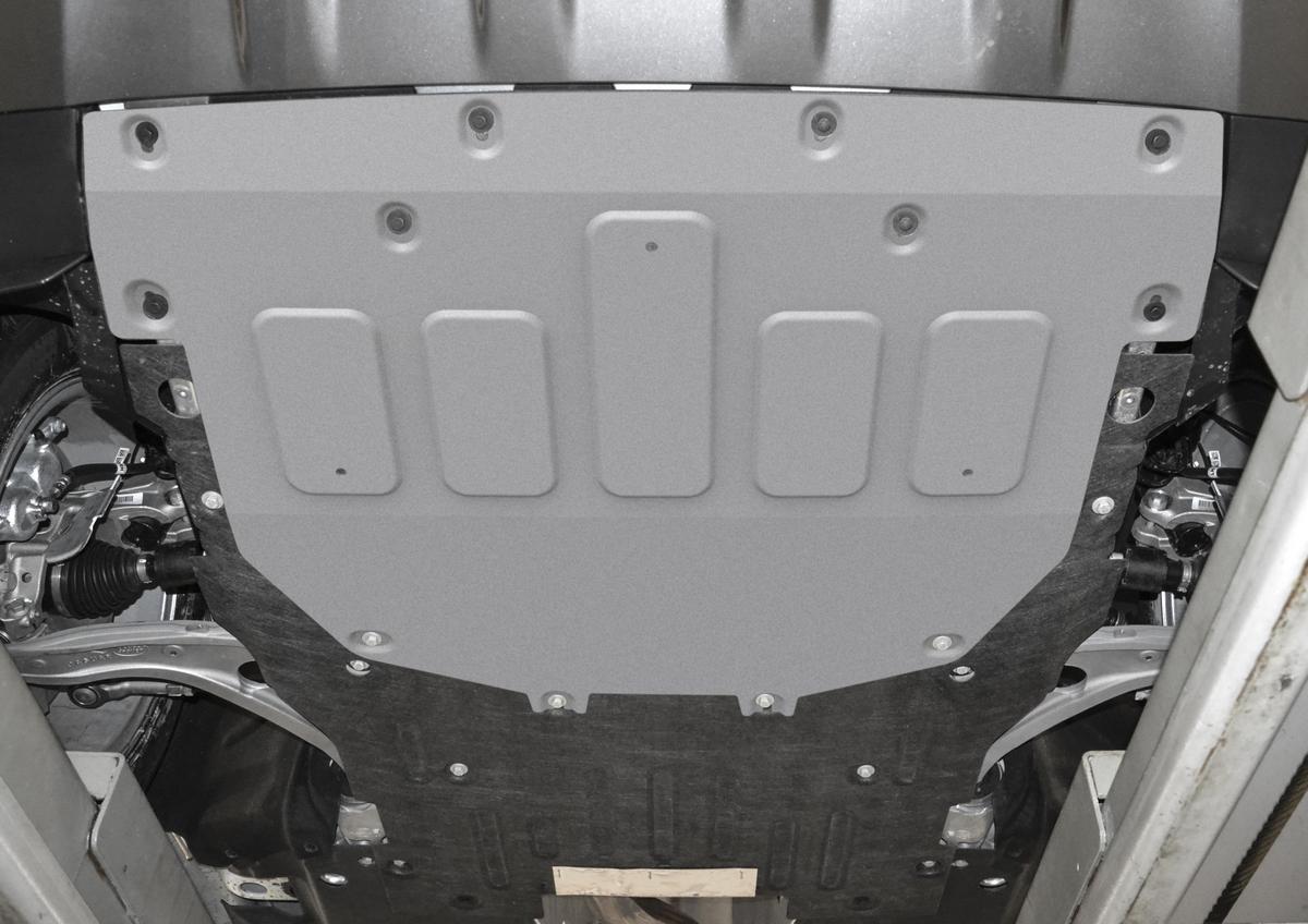 Защита картера и КПП Rival для Land Rover Discovery Sport I рестайлинг 2019-н.в., штампованная, алюминий 4 мм, без крепежа, 3.3131.1