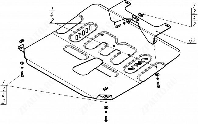 Защита стальная Мотодор (Двигатель, Коробка переключения передач), 2 мм,  BAIC X7  2020- арт. 78505