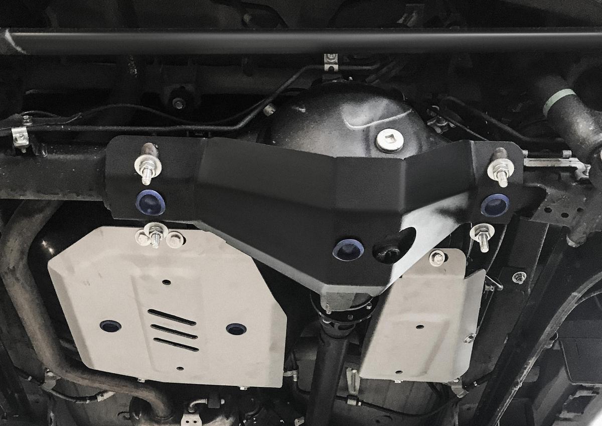 Защита дифференциала заднего моста Rival для Suzuki Jimny IV 2019-н.в., сталь 3 мм, с крепежом, штампованная, 2111.5523.1.3