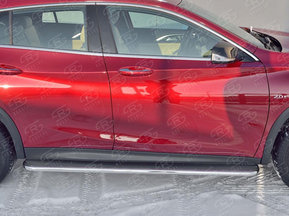 Пороги труба d42 с листом вариант 3 Infiniti QX30 2016, Slitkoff IQX3L-0025023