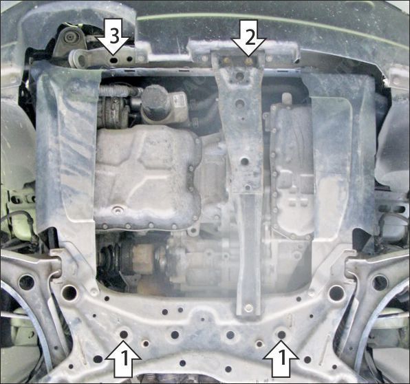 Защита стальная Мотодор (Двигатель; КПП), 2 мм,  Jeep Liberty  2007-2013 арт. 75201