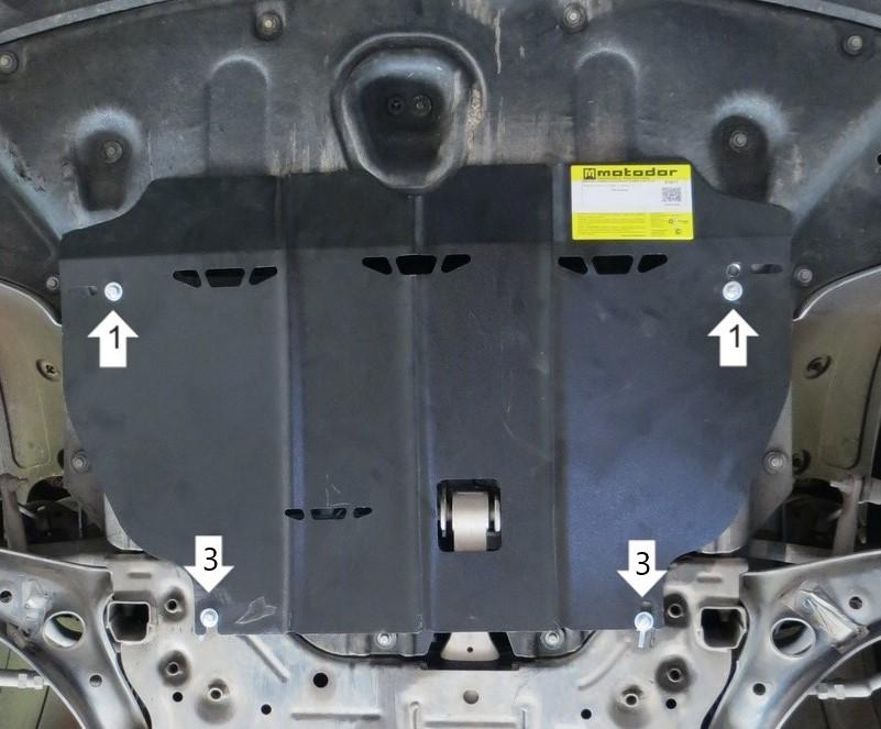 Защита стальная Мотодор (Двигатель, Коробка переключения передач), 2 мм, Сталь для Hyundai Tucson 2015-2018 арт. 71011