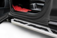 Пороги алюминиевые "Alfa Silver" 1600 серебристые Ford EcoSport (2017-2022) , Slitkoff, арт. AL-FES1719