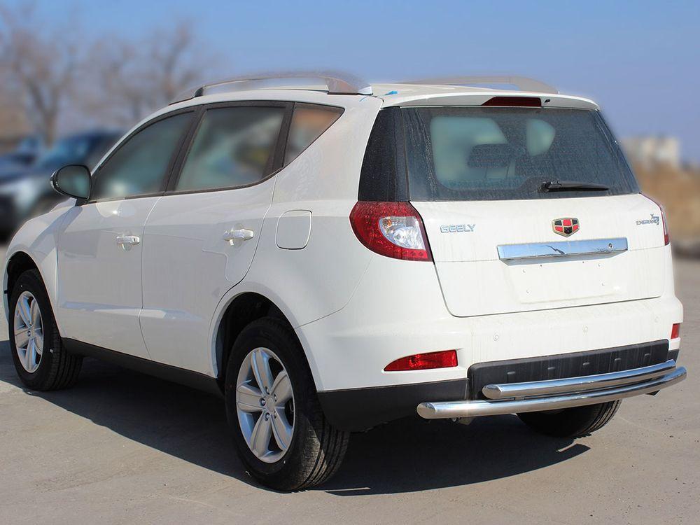 Защита заднего бампера двойная радиусная d-60+53 для Geely Emgrand X7, Технотек GLX7_3.1