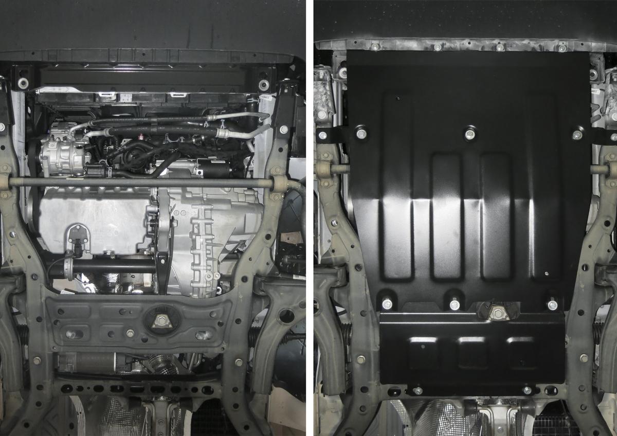 Защита картера и КПП АвтоБроня для Volkswagen Crafter II (V - 2.0 TDI (140/177 л.с.)) МКПП FWD 2016-н.в., штампованная, сталь 1.8 мм, с крепежом, 111.05858.1