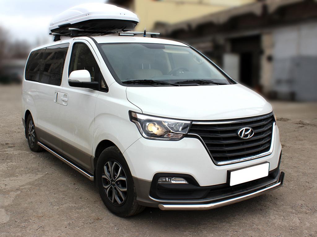 Защита переднего бампера одинарная d-53 для автомобиля Hyundai H1 2017-наст.вр., Технотек, арт. HYH117_1