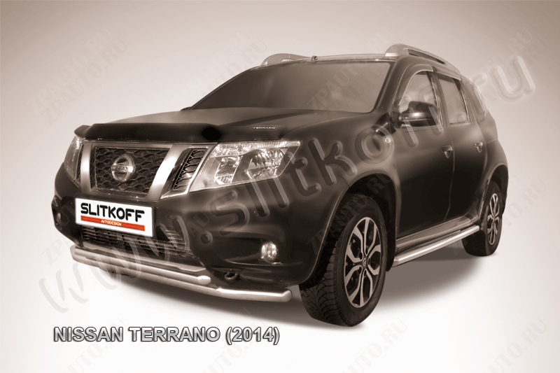 Защита переднего d57+d42 бампера двойная Nissan Terrano (2014-2023) , Slitkoff, арт. NTER14-002