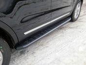 Пороги алюминиевые с пластиковой накладкой (карбон черные) 1920 для Ford Explorer 2015 (Форд Эксплорер 2015), ТСС FOREXPL16-13BL, TCC Тюнинг
