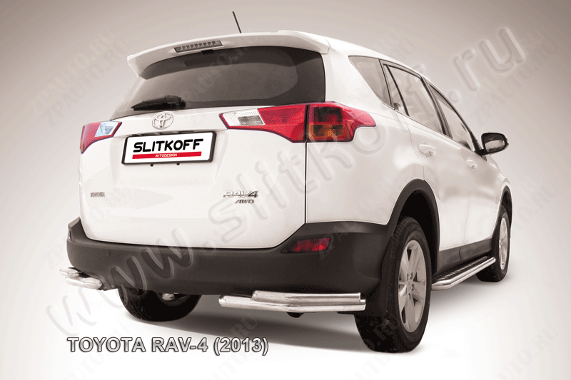 Уголки d57+d42 двойные Toyota Rav-4 (2012-2015) Black Edition, Slitkoff, арт. TR413-014BE
