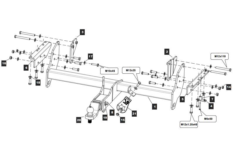 Фаркоп тсу Baltex на Mitsubishi Pajero IV 08-, 14.2438.31