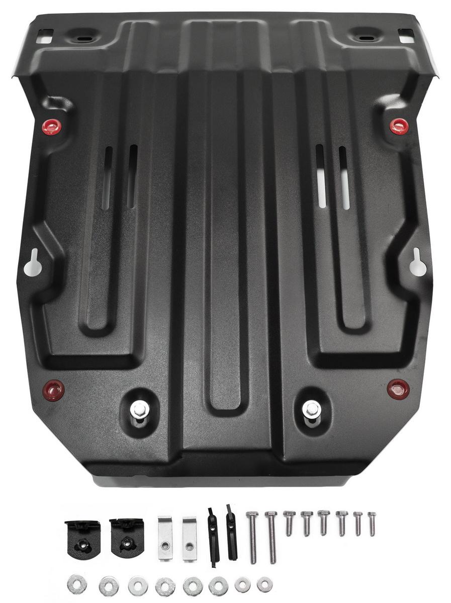 Защита картера АвтоБроня для Volkswagen Touareg II рестайлинг (V - 3.0D (204 л.с.); 3.6) 2014-2018, штампованная, сталь 1.8 мм, с крепежом, 111.05824.2