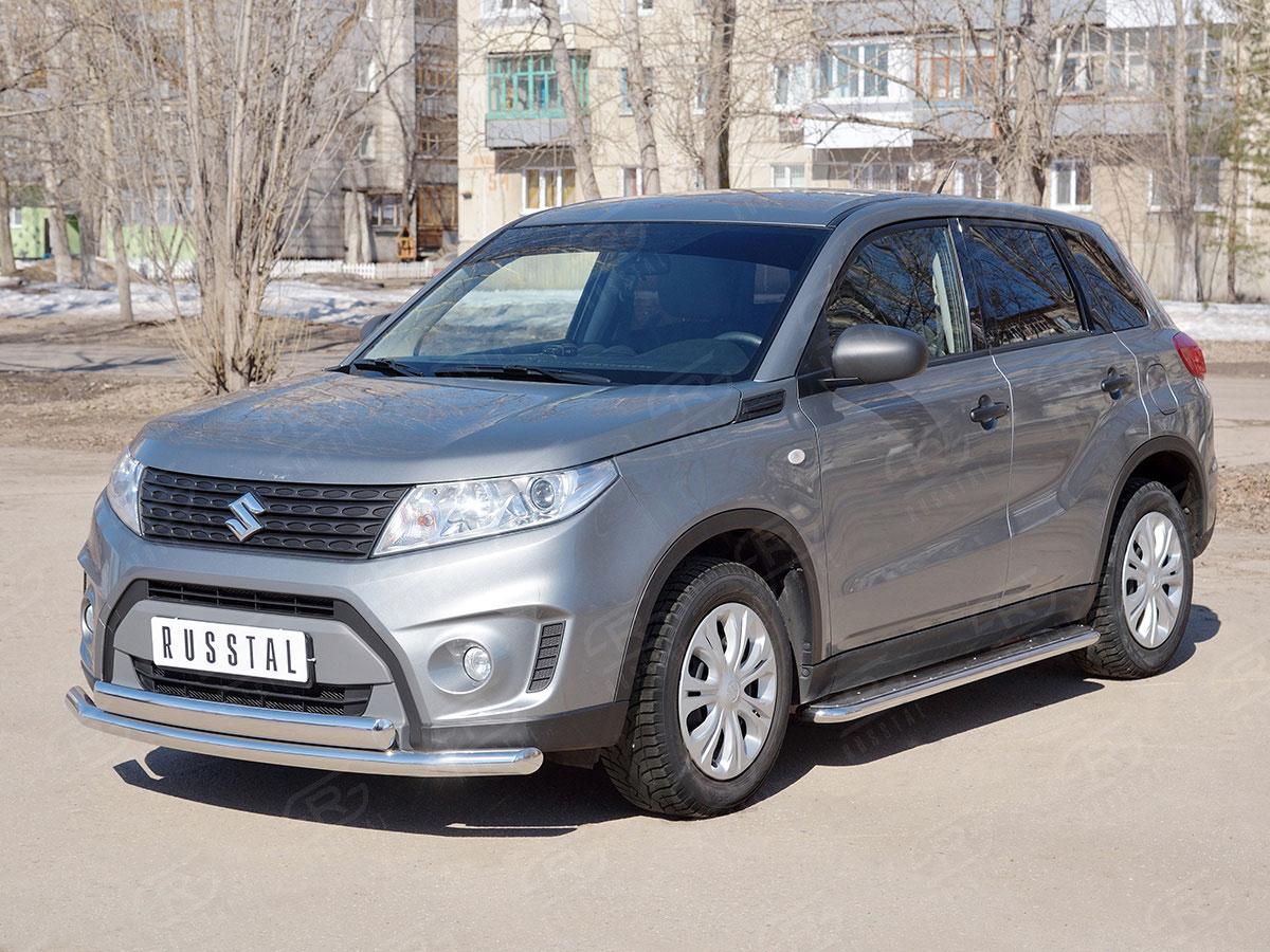 Защита переднего бампера d57/75х42 Suzuki Vitara 2015, Slitkoff SVZ-002640