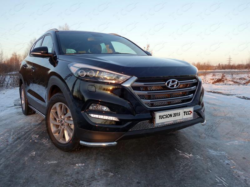 Защита передняя (уголки) 42,4 мм для автомобиля Hyundai Tucson 2015-2018, TCC Тюнинг HYUNTUC15-29