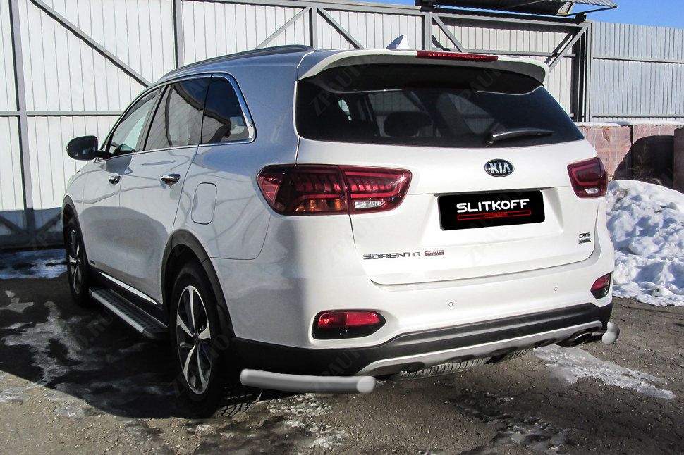 Уголки d57 серебристые Kia Sorento Prime (2017-2020) , Slitkoff, арт. KS17-006S