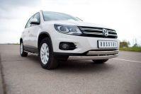 Защита переднего бампера d75x42 овал для Volkswagen Tiguan Track&Field Track&Style 2011-2016, Slitkoff VGZ-000492