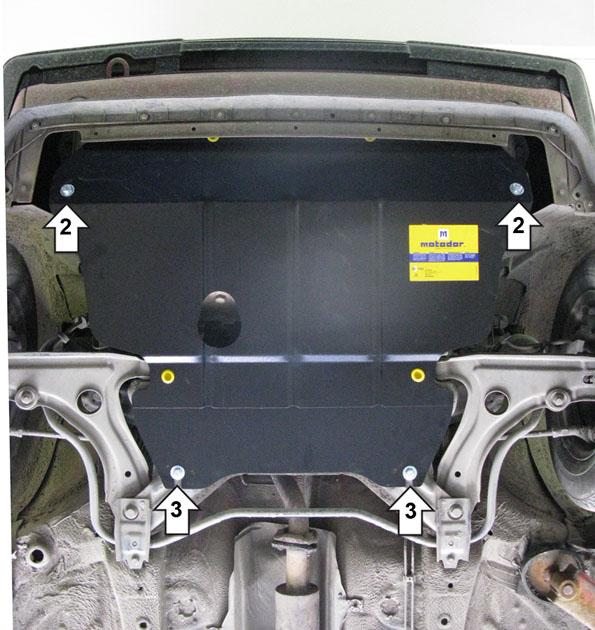 Защита стальная Мотодор (Двигатель, Коробка переключения передач), 2 мм, Сталь для Volkswagen Golf II 1983-1992 арт. 02729