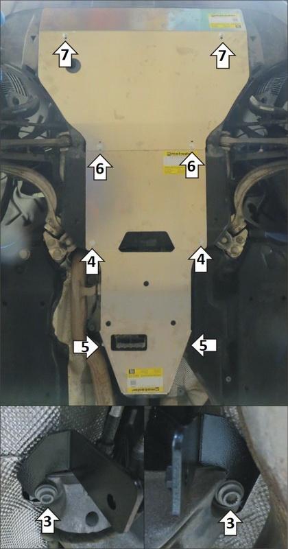 Защита алюминиевая Мотодор (Двигатель, Коробка переключения передач, Раздаточная коробка), 5 мм, Алюминий для Porsche Cayenne 2017- арт. 35403