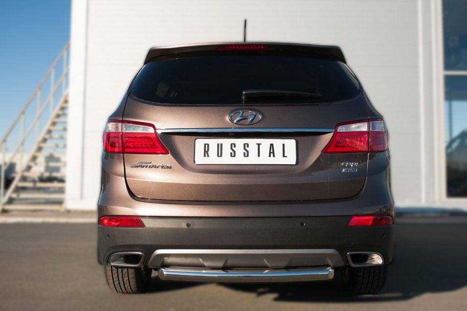 Защита заднего бампера d57 для Hyundai Santa Fe Grand 2013, Slitkoff HSFZ-002012