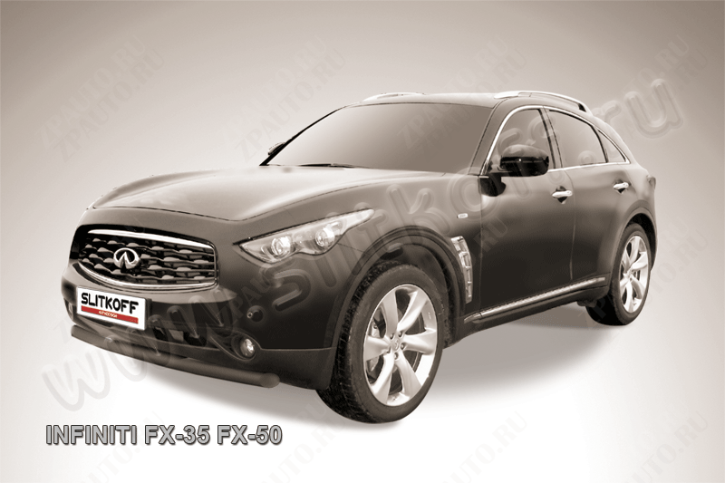 Защита переднего бампера d76 черная Infiniti FX-35; FX-50 (2008-2012) , Slitkoff, арт. IN.FX004B