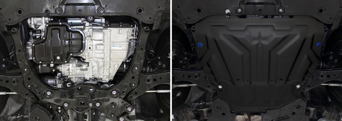 Защита картера и КПП Rival для Toyota RAV4 XA50 2019-н.в., сталь 1.5 мм, с крепежом, штампованная, 111.9534.1