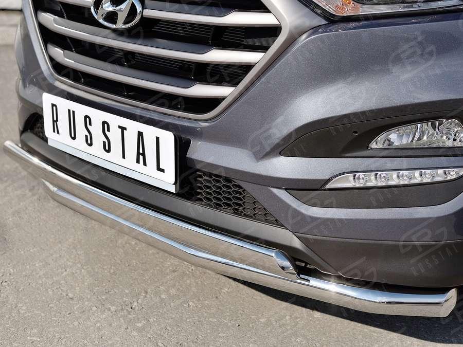 Защита переднего бампера d57/75х42 Hyundai Tucson 2015, Slitkoff HTZ-002232