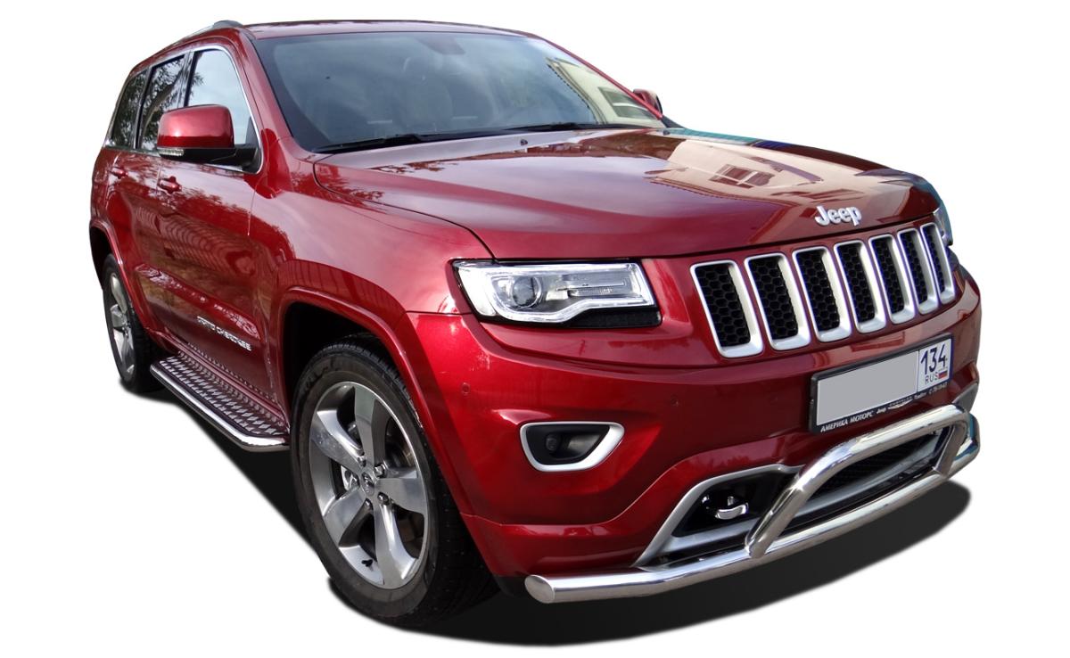Защита переднего бампера одинарная+низкая скоба для автомобиля JEEP Grand Cherokee 2013. JGC.13.78, Россия