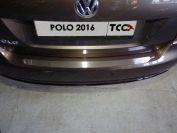 Накладка на задний бампер (лист шлифованный) для автомобиля Volkswagen Polo 2016-