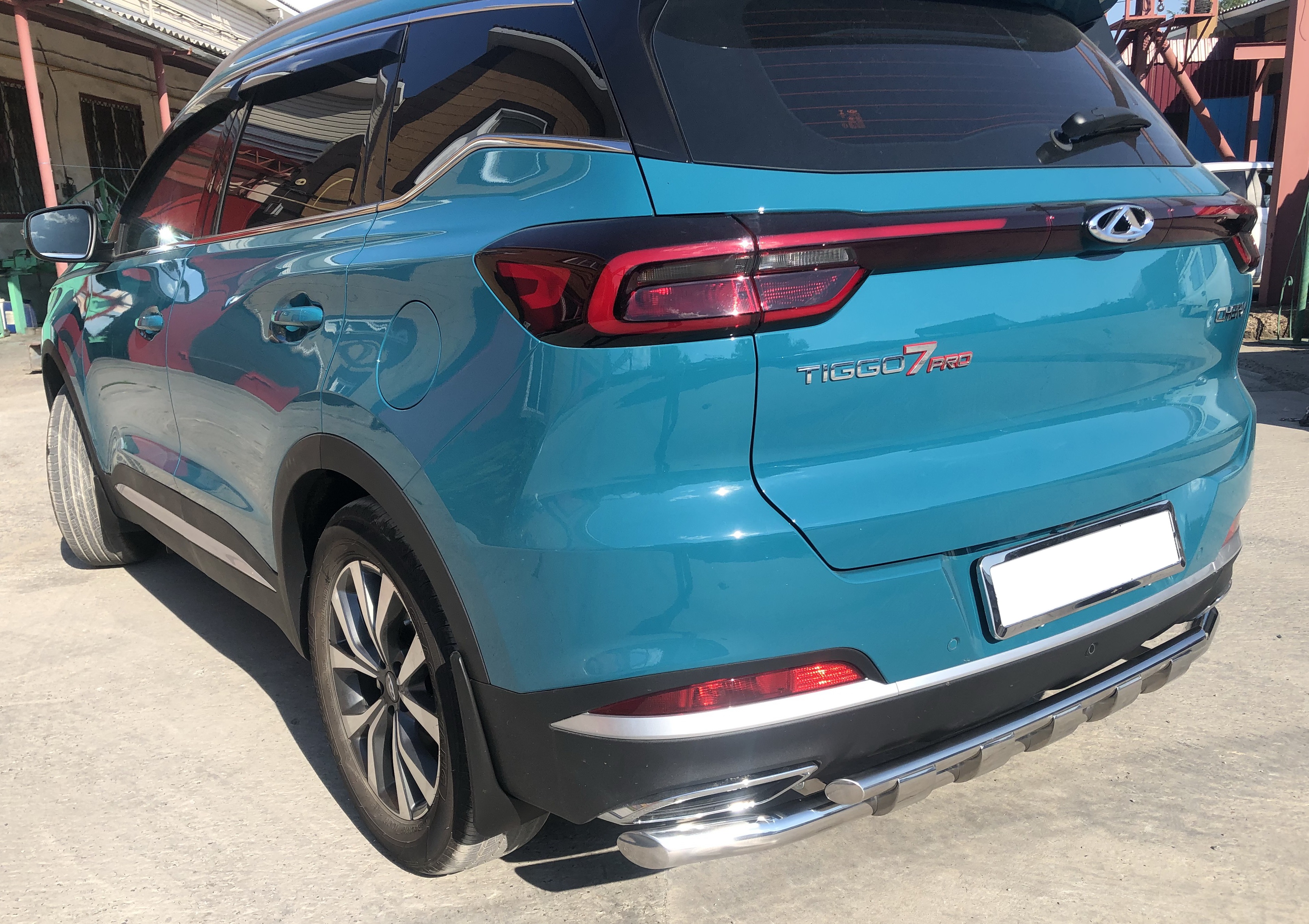 Защита заднего бампера двойная с перемычками для автомобиля CHERY Tiggo 7 Pro 2021 арт. CTGP.7.21.25