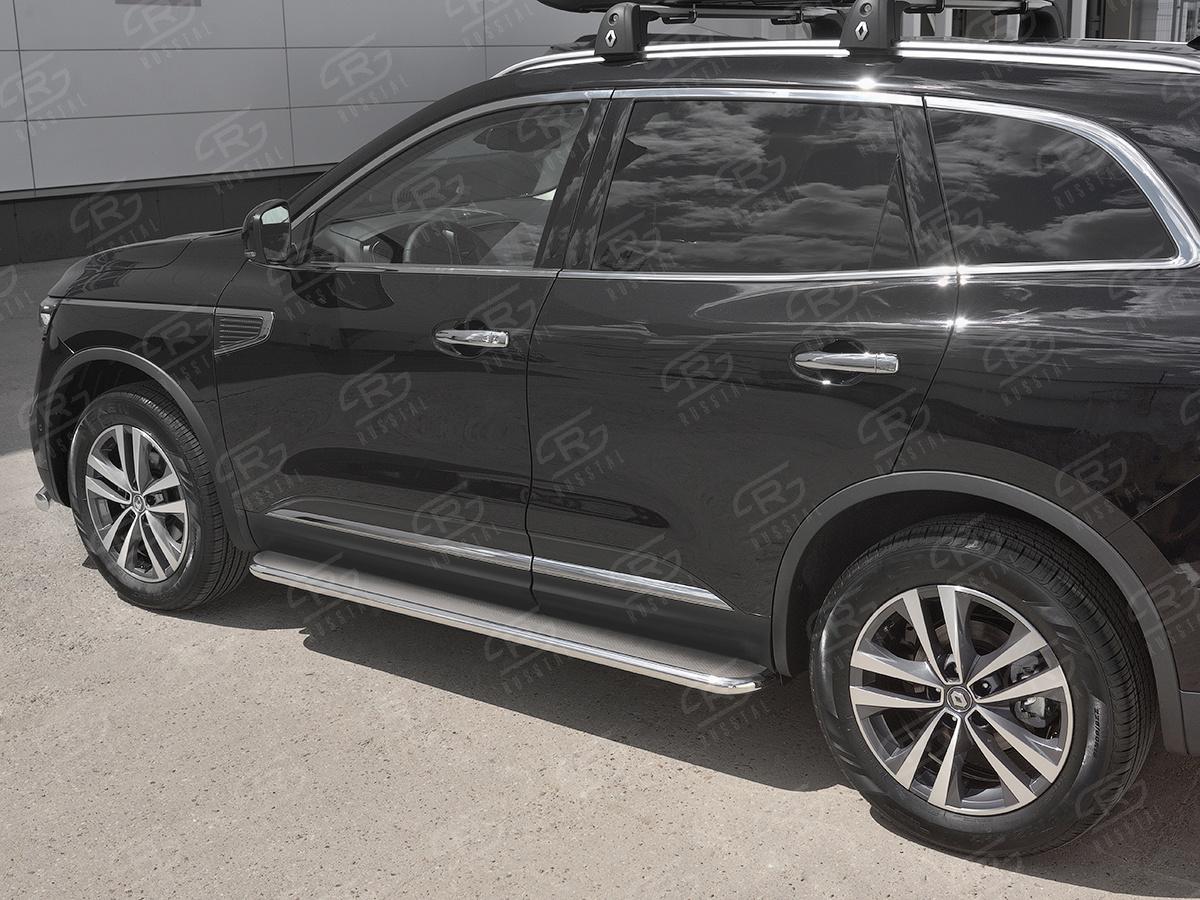 Пороги труба d42 с листом (Лист нерж, проф. нерж) (вариант 3) RKL-0029753 для автомобиля RENAULT KOLEOS 2017-, Slitkoff