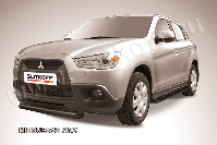 Защита переднего бампера d76 короткая черная Mitsubishi ASX (2010-2013) , Slitkoff, арт. MAS005B