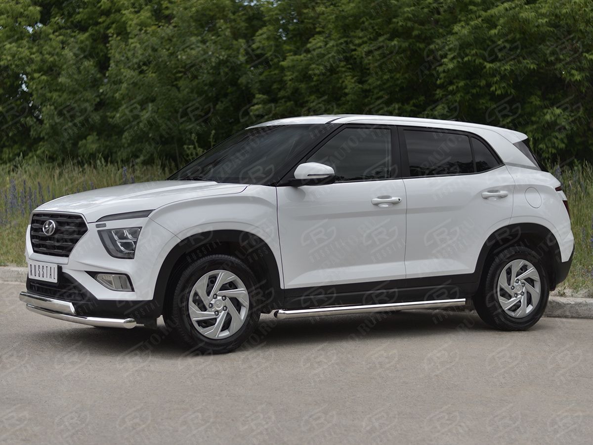 HYUNDAI CRETA 2021- Защита переднего бампера d57 секции-d75x42 дуга HCRZ-003819