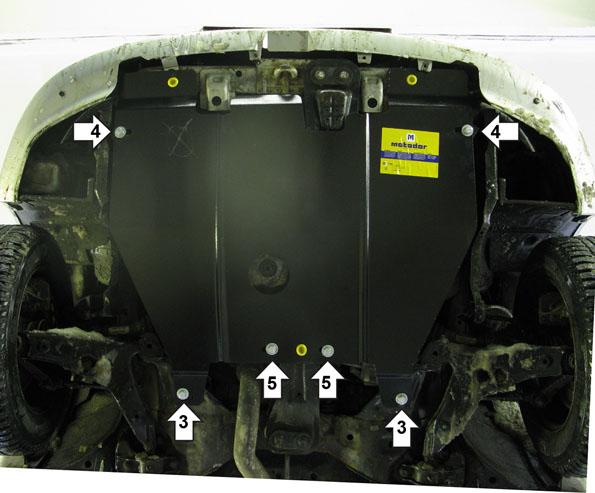 Защита стальная Мотодор (Двигатель, Коробка переключения передач), 2 мм, Сталь для Mitsubishi Space Star 1998-2004 арт. 01317