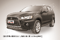 Защита переднего бампера d76 черная Mitsubishi Outlander XL (2009-2013) , Slitkoff, арт. MXL10-004B