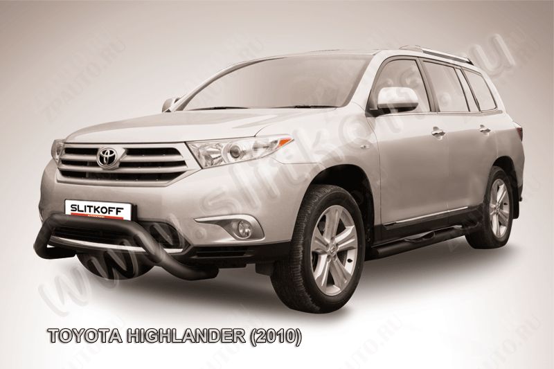Кенгурятник d76 низкий мини черный Toyota Highlander (2010-2013) , Slitkoff, арт. THI001B