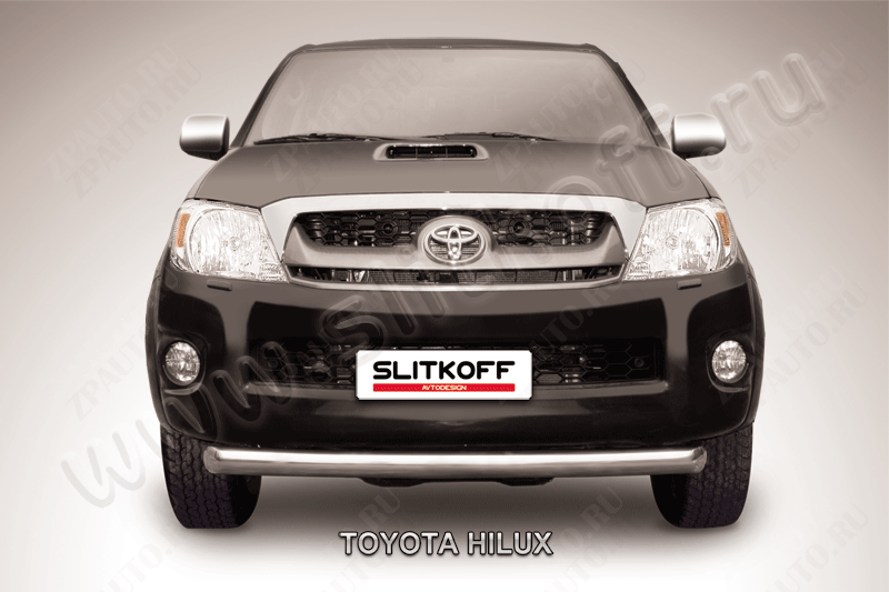 Защита переднего бампера d76 радиусная Toyota Hilux (2011-2015) Black Edition, Slitkoff, арт. THL11-001BE