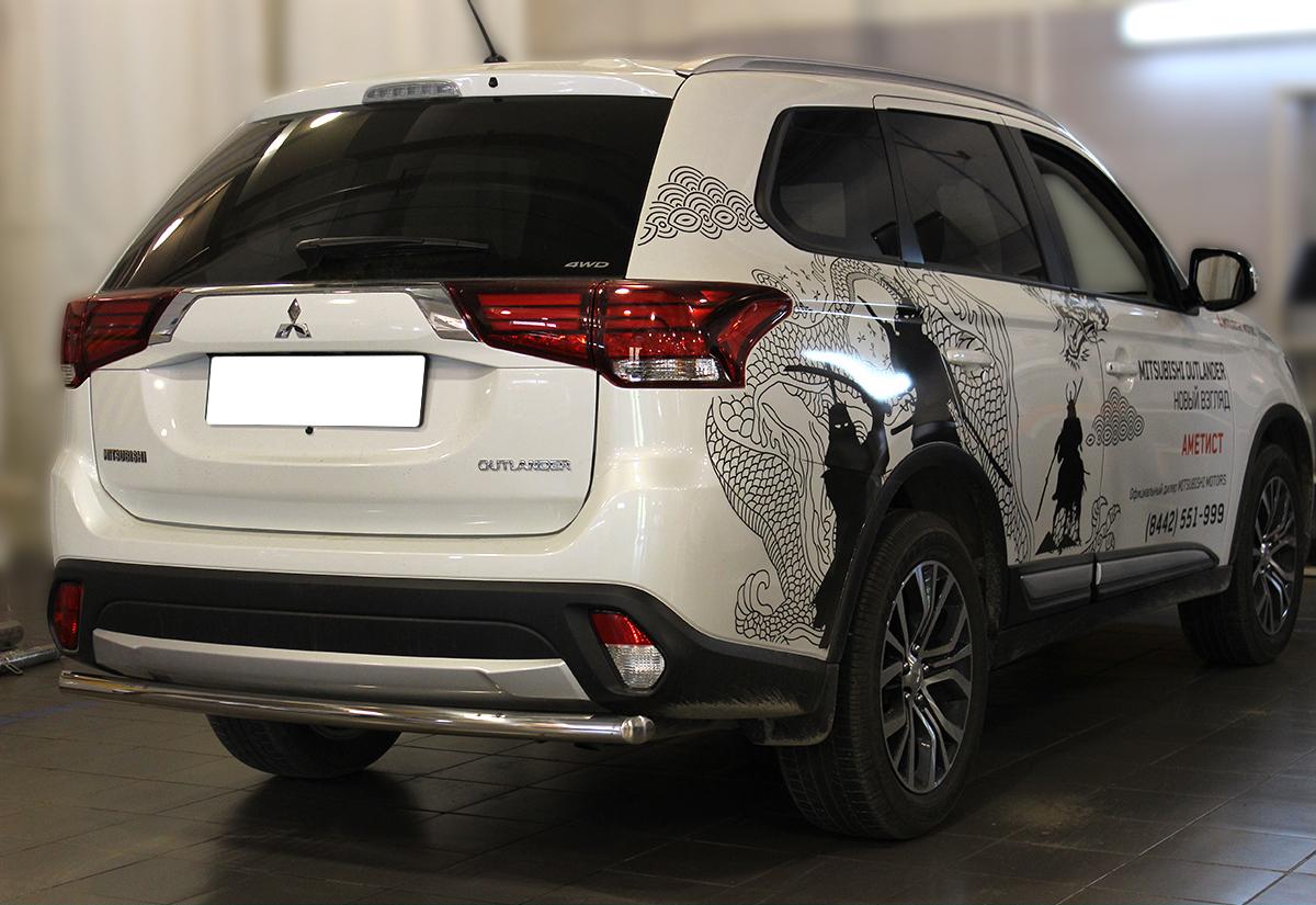 Защита заднего бампера одинарная d-53 для автомобиля Mitsubishi Outlender 2015-2018г.в., Технотек, арт. MOU15_3