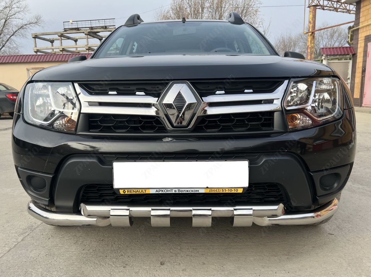 Защита переднего бампера  G с подгибами для автомобиля Renault Duster 2017 арт. RD.17.05-1