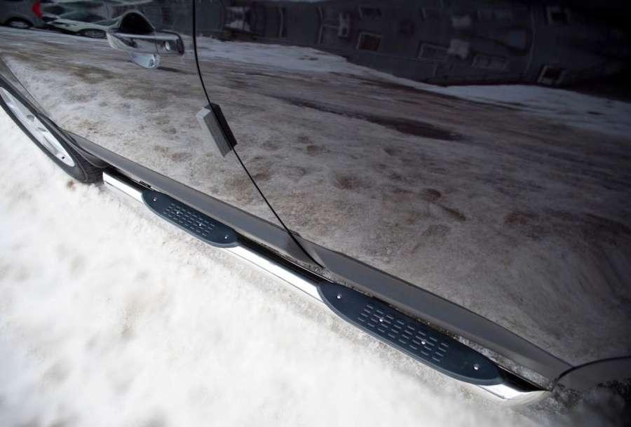 Пороги труба d76 с накладками вариант 1 для Nissan Qashqai 2010, Slitkoff QNT-0007721