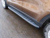 Пороги алюминиевые с пластиковой накладкой (карбон черные) 1720 мм для автомобиля Kia Sportage (QL) 2016-2018 TCC Тюнинг арт. KIASPORT16-16BL