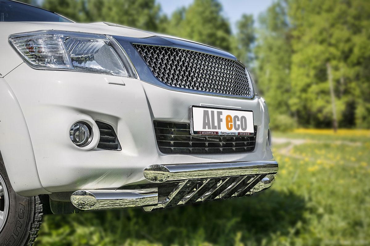 Передняя дуга с защитой D 76,1/76,1 для Toyota Hilux(Тойота Хайлюкс), ALFeco арт. HIL-12.09
