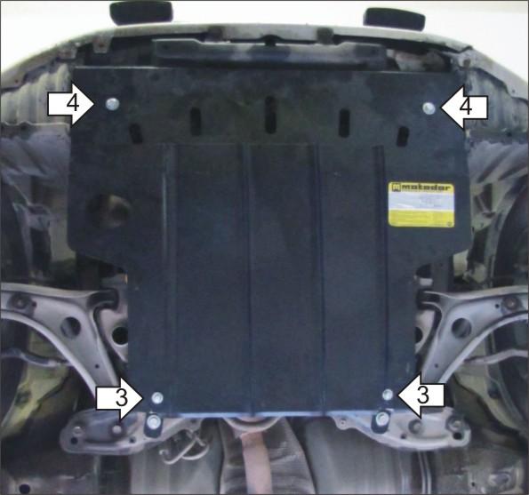 Защита стальная Мотодор (Двигатель, Коробка переключения передач), 2 мм, Сталь для Toyota Echo 1999-2005 арт. 02522